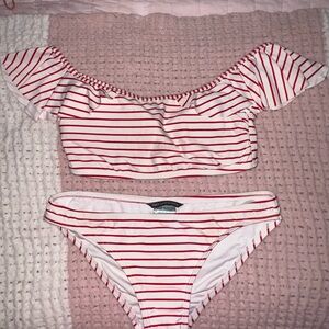 Vince Camuto Red and White Striped Swimwear